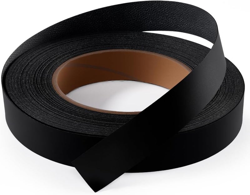 FAKILO Melamine Edge Banding Black 3/4 inch x 50 ft Veneer Edging Easy Application Iron on Edge Banding Tape for Cabinet Plywood Repairs Furniture Restoration - Image 1